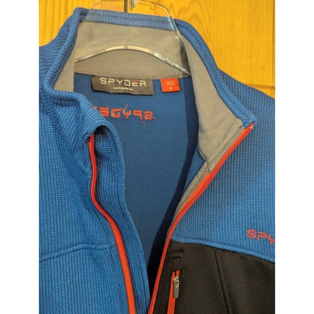 Spyder Sweater Mens Medium Bandit Half Zip Fleece Jacket Mock Neck Blue - Picture 8 of 16